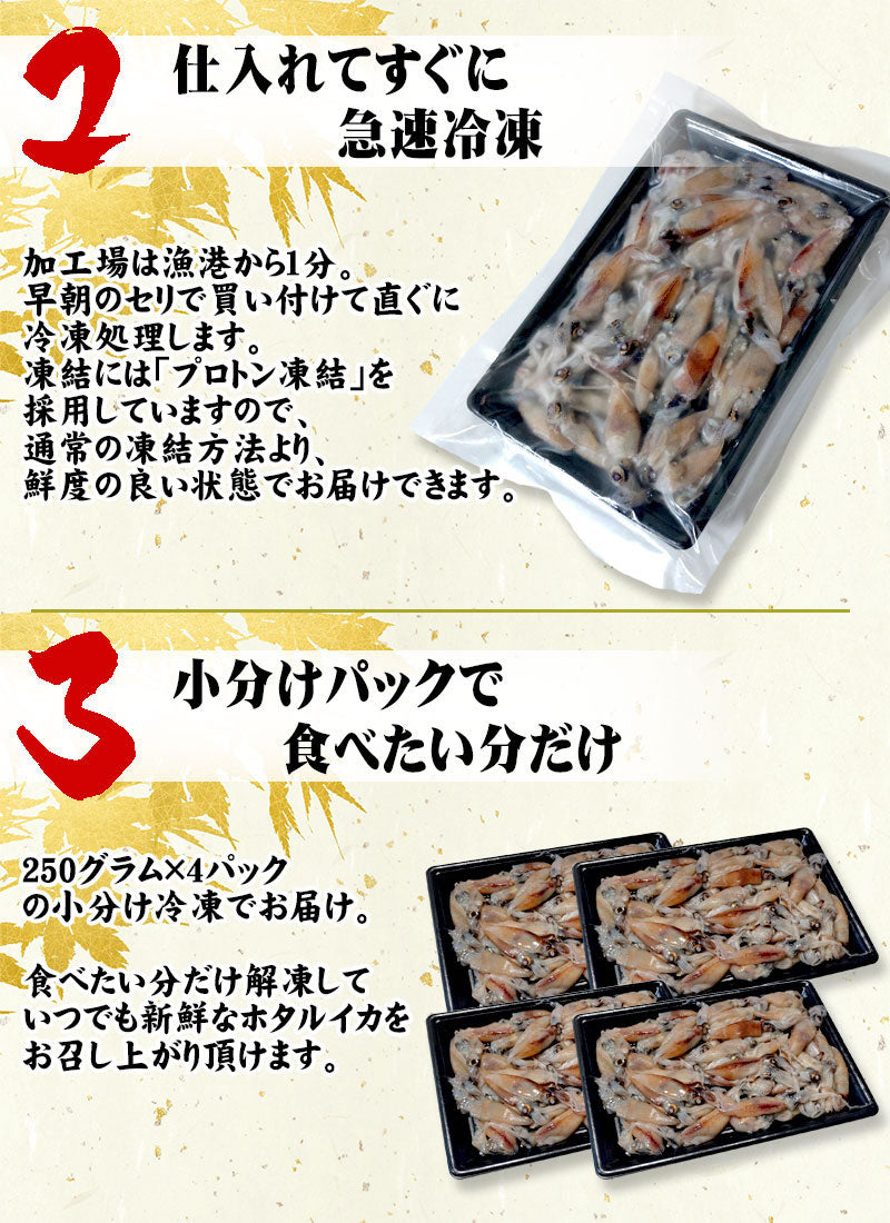 生ホタルイカ(プロトン凍結) 1kg(250g×4パック)※A級